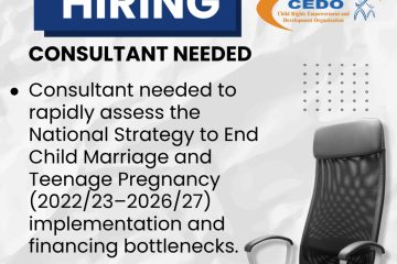 We’re Hiring: Consultant to Conduct a Rapid Assessment on the Child Marriage Strategy Implementation and Financing Bottlenecks